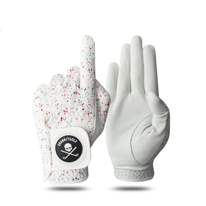 WHITE PAINT SPLASH GOLF GLOVE