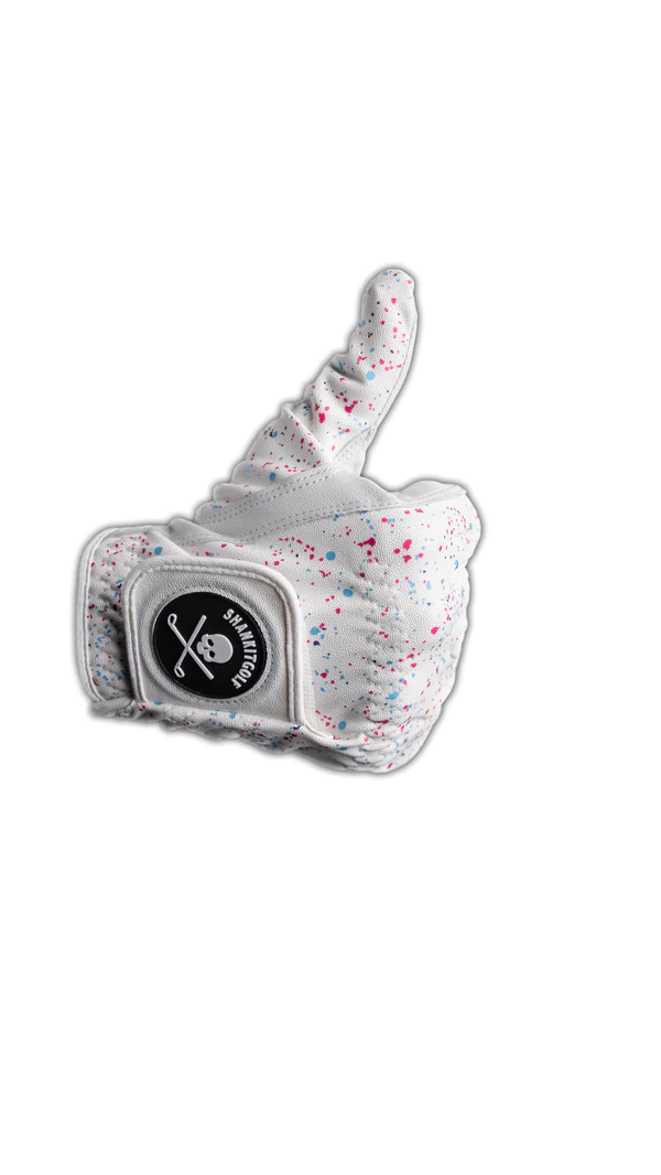 WHITE PAINT SPLASH GOLF GLOVE