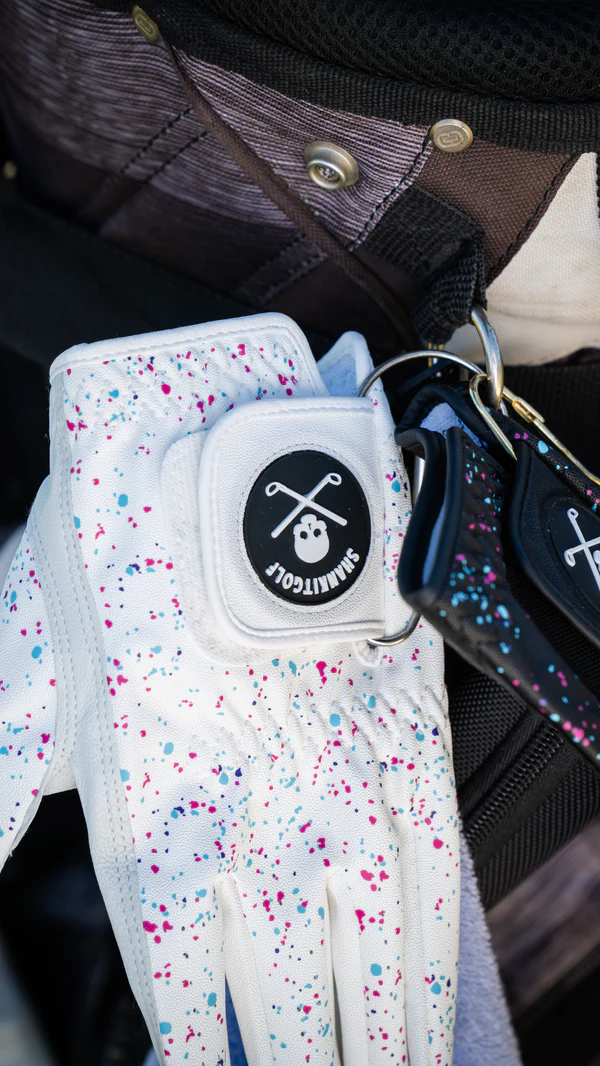 WHITE PAINT SPLASH GOLF GLOVE