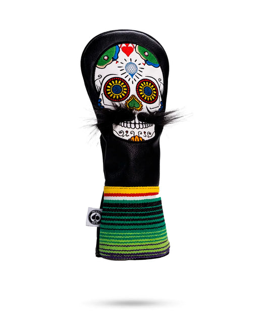 MUSTACHE SUGAR SKULL - FAIRWAY HEADCOVER SVART